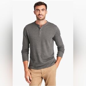 Vineyard Vines Shirt Men's Gray Green Long Sleeve Waffle Crew Neck Stripe Size L